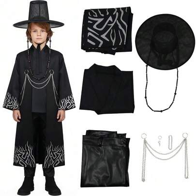 Conjunto de disfraz de Rumi, Zoey, Mira Kids Hunters Demon Saja con chaqueta, parte superior, pantalones, sombrero, aretes y anillo para fiesta de Navidad, carnaval y cosplay para niños y niñas