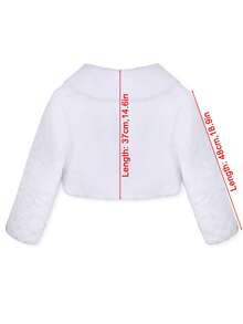 1 件花童公主仿皮草冬季保暖夹克披肩披肩派对婚礼圣诞节装扮 - 短毛絨披肩 - 查看 3