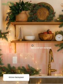 1/10/30 件粉色砖纹仿瓷砖自粘墙贴，即撕即贴墙砖，防水壁纸，适用于客厅厨房后挡板浴室家居，Zellige 风格 - 淺粉色 - 查看 5