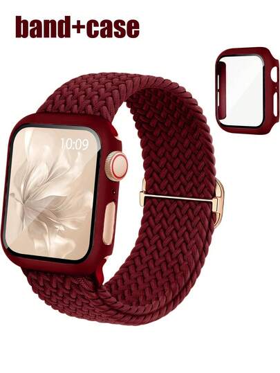 Compatible With Apple Watch Bands And Cases Of 40mm, 41mm, 42mm, 44mm, 45mm, 46mm, And 49mm Sizes. Elastic, Breathable, And Comfortable Sports Woven Nylon Band; Shock-Resistant And Scratch-Resistant Hard PC Case With Tempered Glass Screen Protector; 2-In-1 Case Compatible With Apple Watch Ultra/11/10/9/8/7/6/5/4/SE Models; Men's And Women's Watch Bands And Cases Available; Easy To Wear And Responsive Touch.