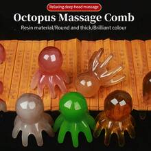1 件大号章鱼发刷，多功能 8 触手按摩梳，适用于头皮、颈部、背部和全身，由树脂材料制成 - 彩色 - 查看 2