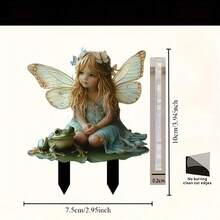 Bohemian Style Acrylic Fairy Frog Lawn Decor, Pole-Mounted Garden Decoration, Fairy Theme, Multipurpose Outdoor Signage, Suitable For Planters And Yard Art, Christmas, Halloween, Thanksgiving Holiday Gift - Vivid Design, Weather-Resistant - A - View 3