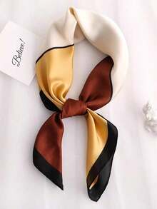 1pc Women's Imitated Mulberry Silk Square Scarf, 27.6" Versatile Silk-Like Hangzhou Silk Scarf, Elegant Neck Wrap, Hair Scarf, Headband, Lightweight Satin-Feel Accessory For Daily Wear, Travel, And Chic Gift Idea - Blue 2 - View 4