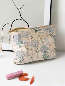 1 Set Large Capacity Light Blue Embossed Floral Print Makeup Bag With Zipper, Includes Skincare Pouch, Tampon Holder, Lipstick Case, Wallet And Storage Bag. This Multi-Functional Organizer Bag Is Suitable For Storing Cosmetics, School Supplies, Home Essentials, Holiday Must-Haves And Dorm Items. Makeup Bag, Gift For Her, Christmas Gift, Women Gift Idea - Baby Blue - View 13