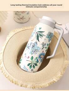 1500ml Capacity Stainless Steel Double Wall Vacuum Insulated Flask, Versatile Use As Coffee Pot, Beverage Container, Hot Water Kettle, Coffee Or Tea Pot. Featuring Classic Floral Pattern Design, Durable And Easy To Clean. This Elegant Floral Patterned Thermal Carafe Is An Ideal Choice For Weddings, Parties, Outdoor Activities, Office, School, Housewarming And Gift-Giving Occasions. - Multicolor - View 12