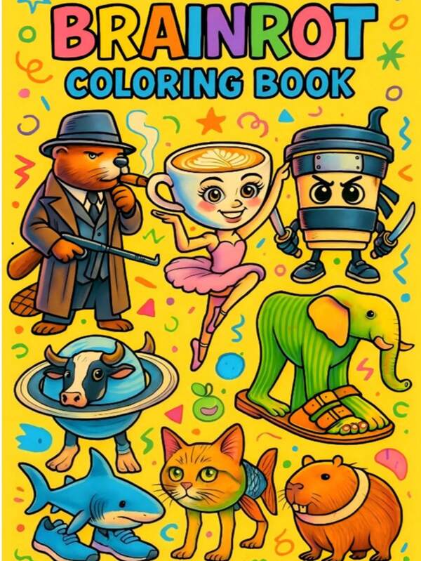 Brainrot Coloring Book: A Delightfully Absurd Adult Coloring Adventure – Dive Into A World Of Whimsical, Mashup Creatures And Playfully Bizarre Scenarios For Creative Escapism,Autumn. Stationery,School Supplies,Drawing & Painting, Christmas