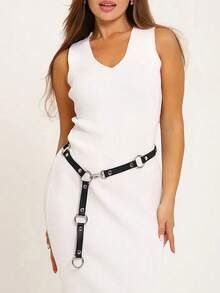 1 pieza Accesorio de Renacimiento para mujer Cinturón de moda oscura y sexy de piel de PU, adecuado para fiestas de Halloween, reuniones o uso diario