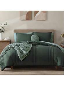 Solid Comforter Set - 7 Pieces Bed In A Bag Bedding Sets With Comforters, All Seasons Down Alternative Comforter With Sheets, Pillowcases & Shams - Deep Forest - 查看 8