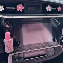 1 Paquete de Soporte Vertical para Coche, Soporte Brillante para Bálsamo Labial Aislante, Accesorios de Coche con Rhinestones para Mujeres, Adecuado para la Mayoría de Vehículos.
