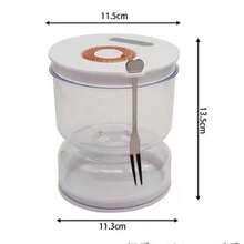 1 pieza Recipiente para pepinillos de 6.76 oz con tapa coladora y tenedor de acero inoxidable, recipiente de almacenamiento de pepinillos hermético a prueba de fugas con tapa basculante con mecanismo de cierre, lata de alimentos redonda reutilizable