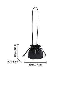 2025 New Fashion Solid Color Mini Bucket Crossbody Bag - Black - View 2
