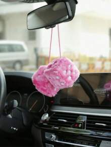 1 pièce Dés en peluche pour couple, pendentif rétro  à pois pour rétroviseur de voiture, décoration de voiture, ornement suspendu pour l'intérieur, convient aux filles, décoration de rétroviseur de voiture, cadeau pour la Saint-Valentin/les fêtes - Multicolore - Voir 8