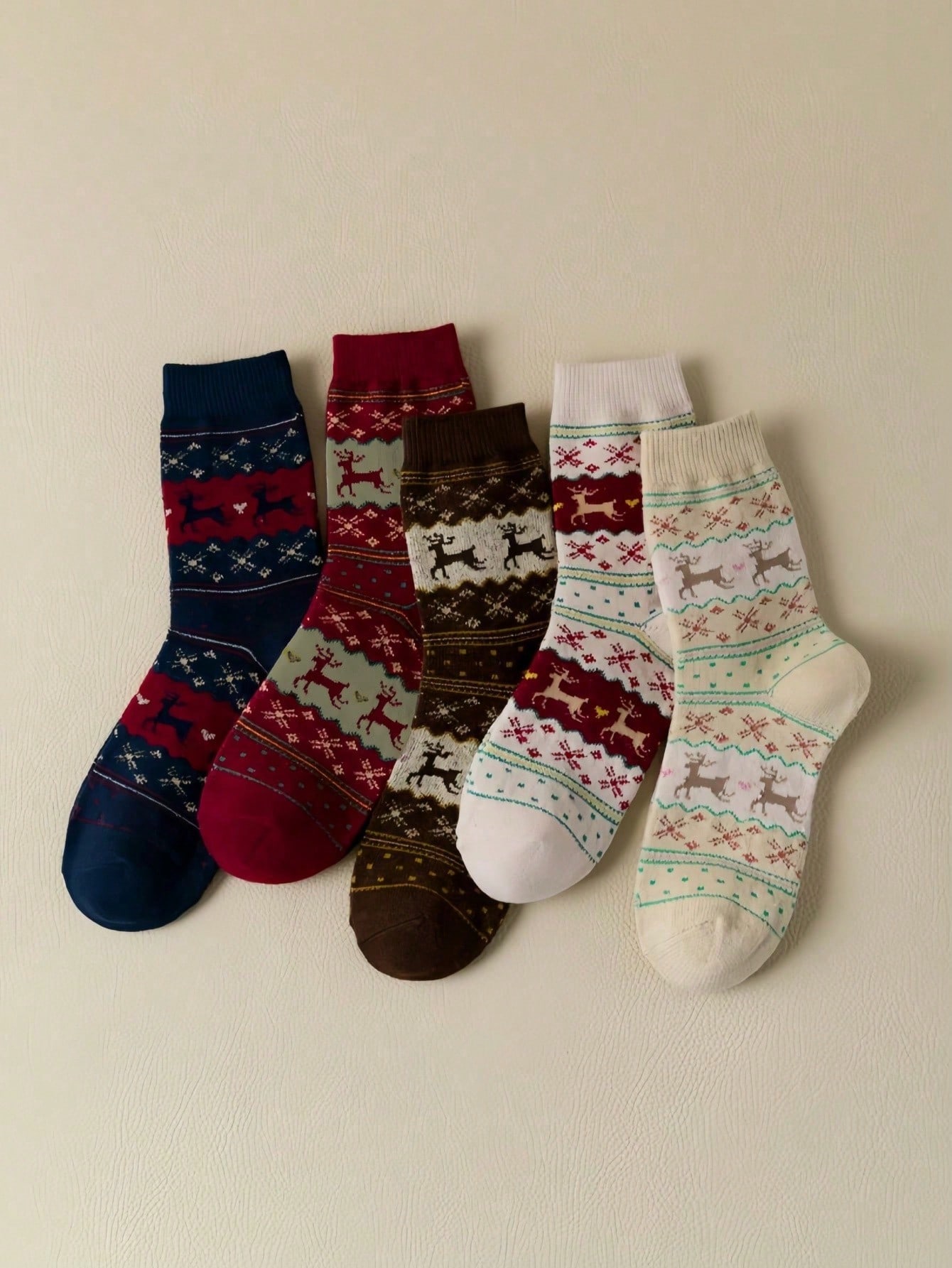 5 أزواج من جوارب صوفية مبطنة بالفليس للنساء للخريف...