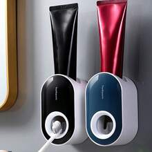 Automatic Toothpaste Squeezer Dispenser Bathroom Accessory Wall Mounted - White + Blue - View 1