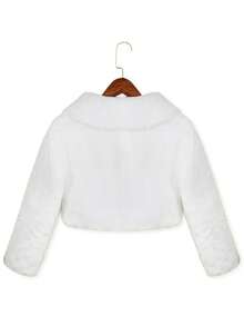 1 件花童公主仿皮草冬季保暖夹克披肩披肩派对婚礼圣诞节装扮 - 短毛絨披肩 - 查看 7