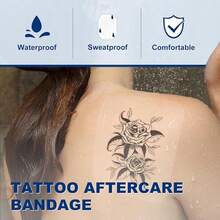 透明薄膜敷料，10片装防水伤口绷带粘性贴片，淋浴伤口覆盖贴片，纹身术后护理绷带 - 彩色 - 查看 6