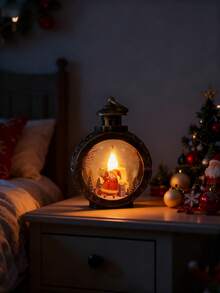 Conjunto de 2 Mini Lanternas de Natal Portáteis para Pendurar, Lanternas de LED Portáteis para Velas, Luminárias de Natal Vintage Pequenas para Decoração Noturna, Presente Brilhante, Luz de Vela Impressa para Janela, Lindos Acessórios de Iluminação para o Natal, Decoração Festiva para Festas, Decoração de Casa, Decoração de Quarto, Decoração de Jardim, Decoração de Fadas para Festas, Decoração de Festivais, Decoração de Natal, Decoração de Ação de Graças, Decoração de Casamento, Decoração de Outono, Decoração de Inverno