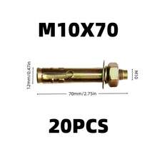 10 piezas/20 piezas Pernos de expansión de acero galvanizado, tornillos de expansión de cabeza hexagonal talla grande largos con recubrimiento de zinc de color