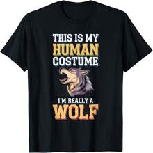 Halloween This Is My Human Costume I'm Really A Wolf T-Shirt - 黑10 - 查看 1