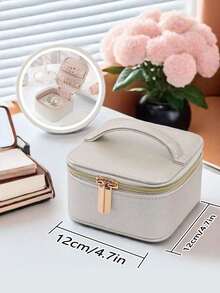 Caja de almacenamiento de joyas multifuncional portátil con bolsa de transporte, caja de joyas de piel sintética para anillos, collares, aretes, pulseras, accesorios para el cabello, gran regalo para novias, amigas, niñas en vacaciones o cumpleaños