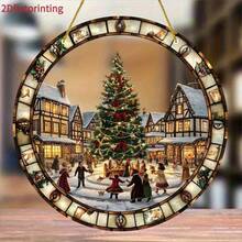 زخرفة حائط شفافة بشكل قرية عيد الميلاد، مثالية لموضوعات عيد الميلاد والشتاء الساحر، هدية مثالية للنساء والرجال والأصدقاء المقربين - ديكور متعدد الاستخدامات للمنزل والمكتب