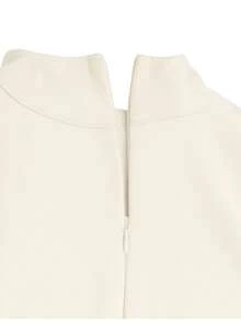 Women's Elegant Evangelical Sleeveless Midi Dress, High Neck With Side Buttons, Chic Tailoring, Casual And Party Wedding Dress - 米色 - 查看 3