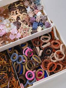 787/785/794件套女童可爱蝴蝶结布艺发夹、弹力发带、发箍、发饰，适合日常使用 - 彩色 - 查看 5