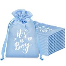 10/20 piezas Bolsas de regalo de satén con cordón "Es un niño", decoraciones unisex para baby shower, suministros para fiestas, regalos para invitados de baby shower, revelación de género, favores de fiesta de baby shower, mamá de niño, embarazo, despedida de soltera, 1er cumpleaños, primer cumpleaños, artículos esenciales para bebé, rosa, anuncio de bebé, anuncio de embarazo - Multicolor - Ver 6