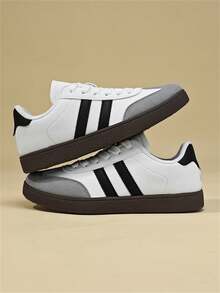 Shoes Giày huấn luyện quân đội Đức cổ điển dành cho nữ | Giày thể thao thường ngày kiểu cổ điển, mũi giày bằng da lộn | Giày đi bộ thoải mái hàng ngày - Đen và trắng - Xem 2
