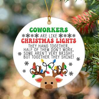 1 件经典亚克力圣诞装饰 - “同事就像圣诞灯” - 有趣的办公室节日装饰，无需羽毛，无需电力，是送给同事的理想礼物