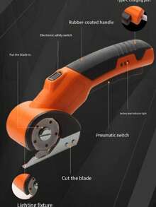 3.6V 可充电无线电动剪刀，圆形刀片纸板切割器，带工作灯，USB 充电线，多功能切割工具，适用于地毯、皮革和织物