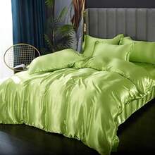 Full Satin Bedding Set In Wine Red, Silk - Like, Luxury Soft Burgundy Comforter Cover, Chic Bedroom Decor, Zippered (1 Duvet Cover + 2 Pillow Cases) - 多33 - 查看 12