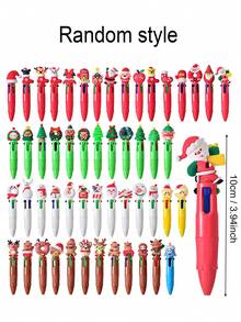 20/10/5pcs Christmas Resin Three-Dimensional Santa Claus Four-Color Ballpoint Pen (Random Style), Christmas Mini Pocket Pen Gift Accessory, Holiday Party Gift, A Small Gift For Friends, Christmas Souvenir, Christmas Eve Party Small Gift, Suitable For Christmas, Christmas Eve, Holiday Parties, Christmas Gifts, Souvenirs