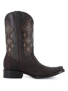 Men High-Top Leather Riding Boots - Rust Brown - View 3
