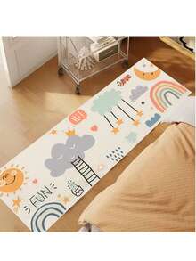1pc Nordic Ins Style Square Cartoon Geometric Faux Wool Bedroom Bedside Rug, Living Room Floor Mat, Anti-Slip Sofa Cushion - Cloud - View 12