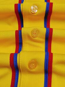 KTYSDE 男士黄色棒球衫，哥伦比亚字母刺绣宽松V领短袖纽扣开衫，哥伦比亚风格运动上衣，适合运动和休闲街头时尚，棒球迷礼物，男女通用