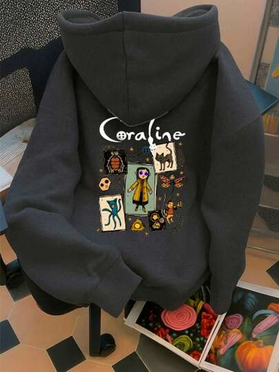 Sudadera con capucha gruesa para mujer Unitalla  con estampado , de estilo casual y sencillo, adecuada para otoño/invierno