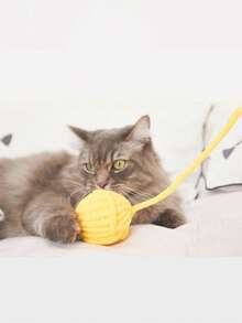 1 قطعة من لوازم الحيوانات الأليفة كرة ملونة منسوجة للقطط للتسلية الذاتية مع جرس، لعبة مضغ جميلة للقطط للعب وتخفيف الملل، لاستخدام الحيوانات الأليفة فقط