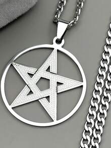 Witchcraft Pentagram Stainless Steel Pendant Necklace For Men And Women, Gold And Silver Color Necklace For Men And Women, Vintage Jewelry Necklace For Men And Women