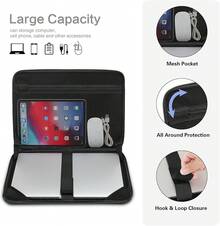 Funda para portátil de 15.6 pulgadas, protector impermeable y a prueba de golpes, bolsa de computadora de EVA con diseño artístico geométrico y asa, compatible con MacBook Pro 16, HP, , ASUS Notebook, negro - Negro - Ver 3
