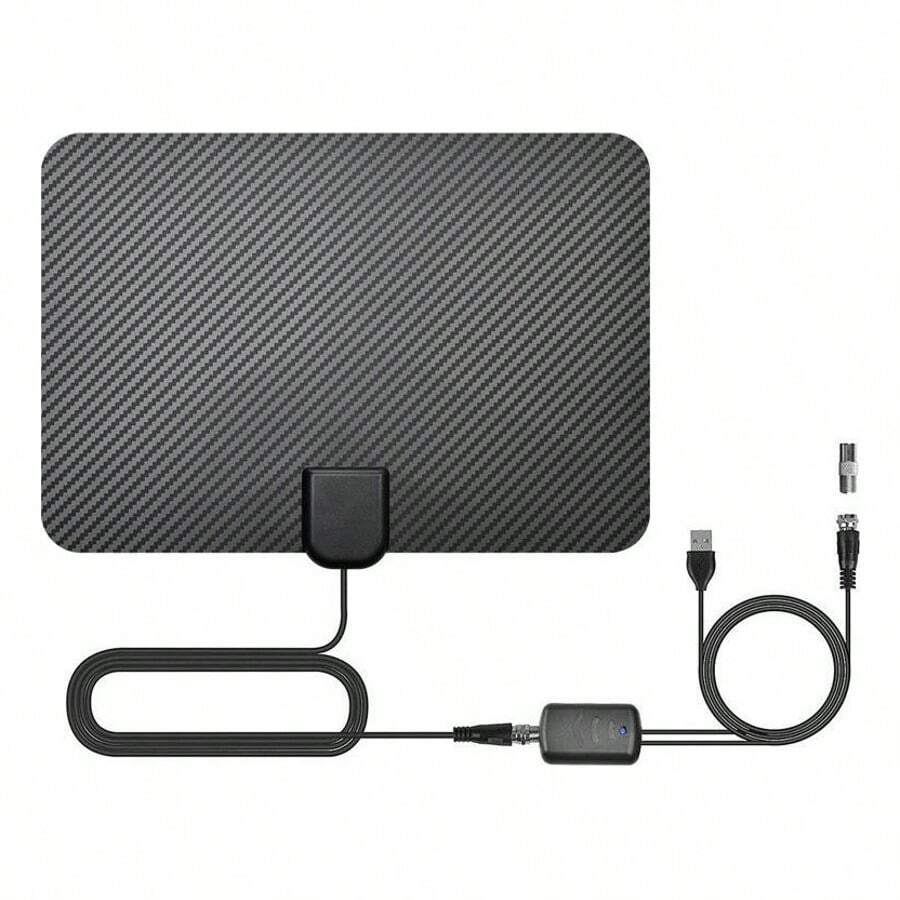 Antena digital interna HDTV Cabo 3,3 m, interna, antena de TV digital HD amplificada, amplificador de antena de TV, alcance de até 80 milhas, suporta amplificador de sinal 4K 1080P - Preto - Visão 1