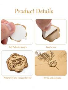 10/30/50/100 Pcs Be Our Guest Wax Seal Stickers, Envelope Seals, Self Adhesive Antique Gold For Wedding Invitations, Party, Christmas, Gift Wrapping - Antique Gold Be Our Guest - View 4