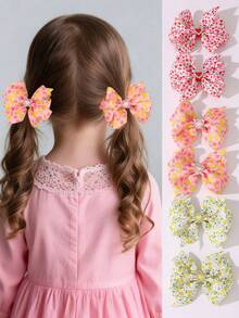 2个/6个女孩水果草莓柠檬蝴蝶结爱心发夹套装 - 彩色 - 查看 2