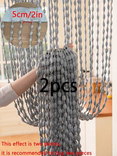 1pc Hanging Yarn Pom Pom Ball Curtain, White, Champagne, Yellow Decorative Door Curtain