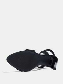 Jin Bei Qi Women's High Heel Shoes, Suitable For Spring, Summer, Night Parties, Gatherings, Outdoor, Fashion, Elegant, High-End Banquet, Electroplated Black Thin High Heel, Round Toe, Shiny, Transparent Strap , Elastic Strap With Large Stone Texture Material, Sexy, Elegant, Luxurious Black High Heel Sandals, Suitable For Commuting, Paired With Autumn Women's Clothing - Black - View 8