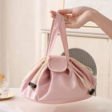 Túi đựng mỹ phẩm dây rút dáng phẳng, túi đựng đồ trang điểm du lịch cho nữ, túi đựng đồ vệ sinh cá nhân dung tích lớn, thiết kế mở phẳng tiện dụng cho mỹ phẩm và cọ trang điểm, quà tặng cho phái nữ, túi đựng đồ vệ sinh cá nhân du lịch, phụ kiện cần thiết, trang trí phòng trang điểm. - Nhiều màu - Xem 7