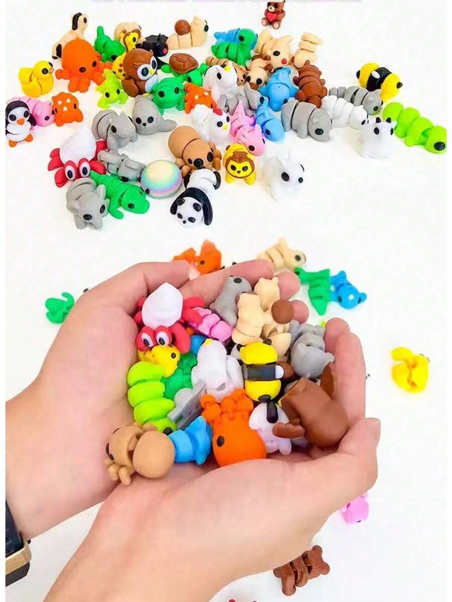 [Juguetes de animales coloridos] Conjunto de 5/10 piezas de juguetes de animales en miniatura impresos en 3D de colores vibrantes | Perfecto para calendarios de adviento navideños, regalos de fiesta y rellenos de calcetines, fabricados con material PLA con enlaces a presión móviles Figuras de animales impresas en 3D, juguetes flexibles articulados para fidget, decoración de escritorio linda, regalos de fiesta, rellenos de bolsas de regalo