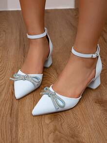 Women's Fashionable Buckle Thick Heel Shoes, Elegant & Comfortable Pointed Toe High Heels