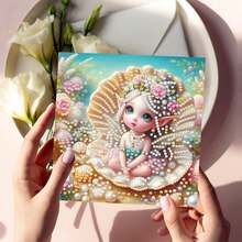 6 buc/set colorat floral, inimă, model drăguț de zână cu diamant pictură DIY mozaic asimetric cu diamant cristal card kit - exprimă dragoste nerostită și sentimente romantice pentru sărbători