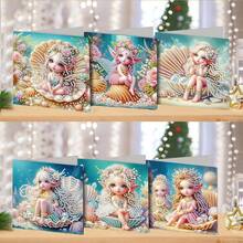 6 buc/set colorat floral, inimă, model drăguț de zână cu diamant pictură DIY mozaic asimetric cu diamant cristal card kit - exprimă dragoste nerostită și sentimente romantice pentru sărbători